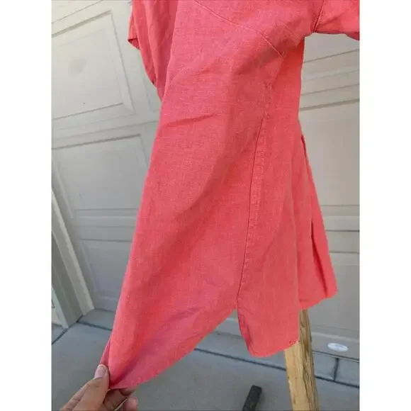 Womens Tommy Bahama XS Red Linen Short Sleeve Button Front Shirt Top Blouse - Picture 2 of 5